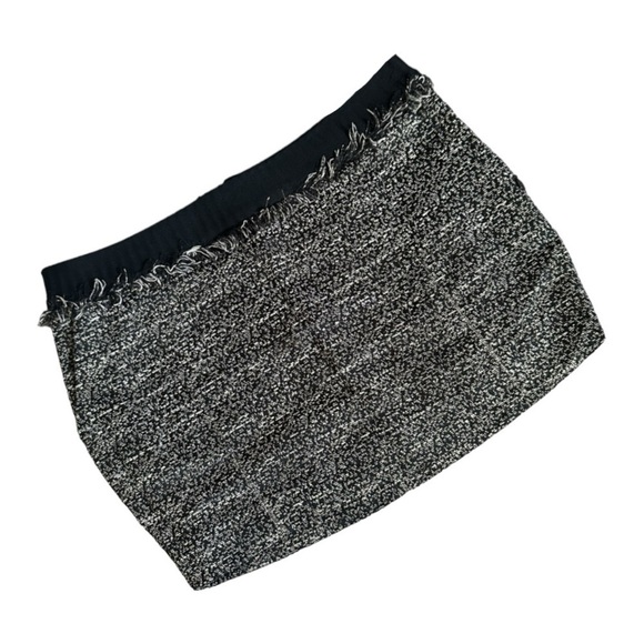 Maison Scotch Micro Mini Skirt Size S (1) Gray Fringe Tweed Classic Boho - Picture 1 of 10